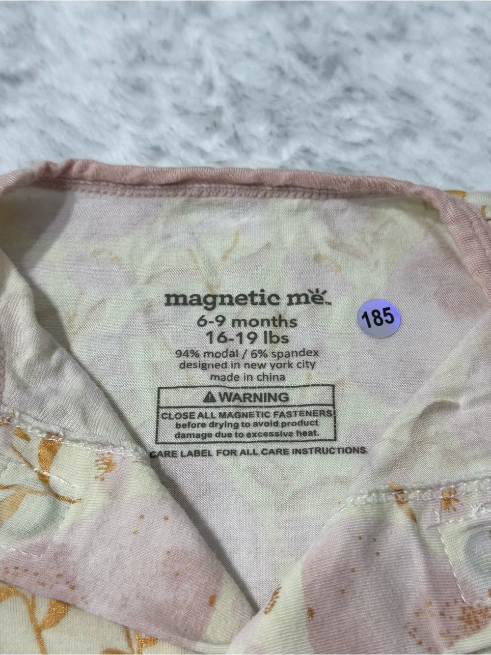 Magnetic Me Pink Floral Botanical Footie Sleeper 6-9M Baby Girl Modal Blush Gold